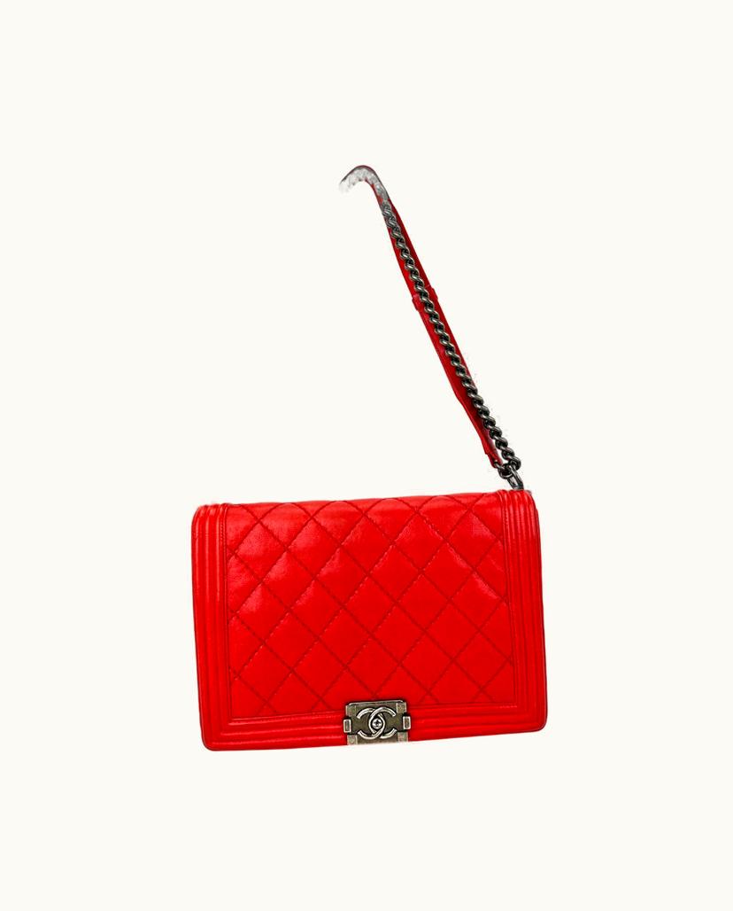 Chanel Chanel Quilted Stitch Flap Bag Lambskin Leather Red