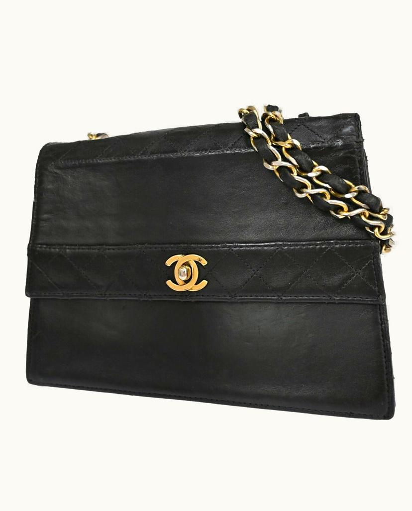 Chanel Chanel Matelassé Shoulder Bag Black Leather