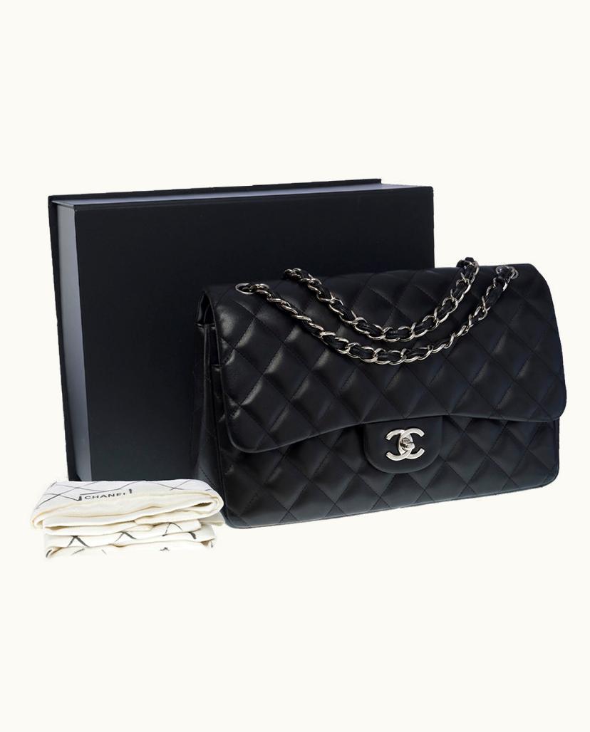 Chanel Chanel Timeless Jumbo Double Flap Handbag Quilted Lambskin Black