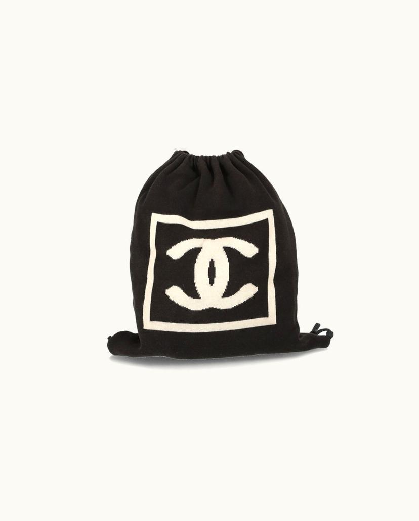 Chanel Chanel Sport Line CC Knit Drawstring Backpack Black