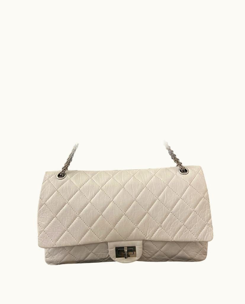 Chanel Chanel 2.55 White Smooth Leather Women's Shoulder Bag