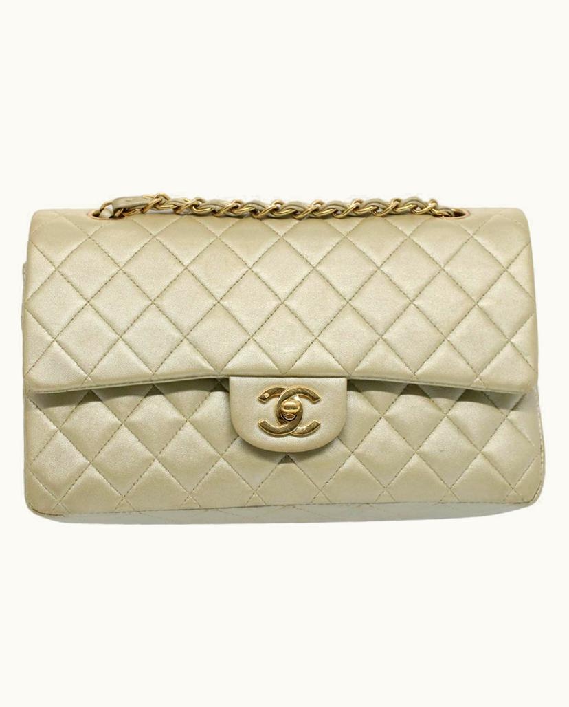 Chanel Chanel Double Flap Women's Shoulder Bag Leather Beige