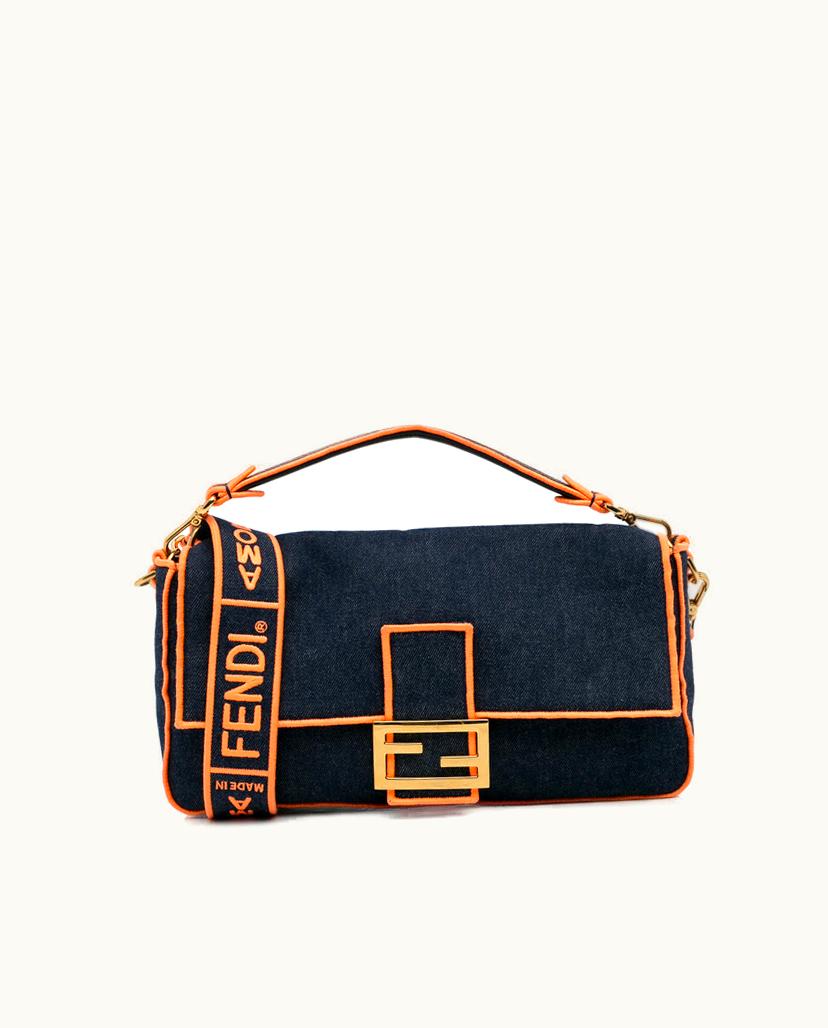 Fendi Fendi Baguette Denim Shoulder Bag Blue
