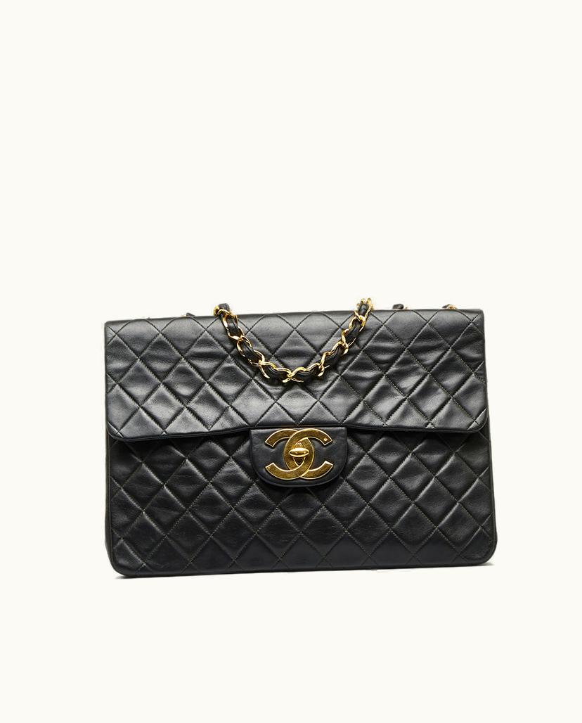 Chanel Chanel Maxi XL Classic Lambskin Single Flap Shoulder Bag Black