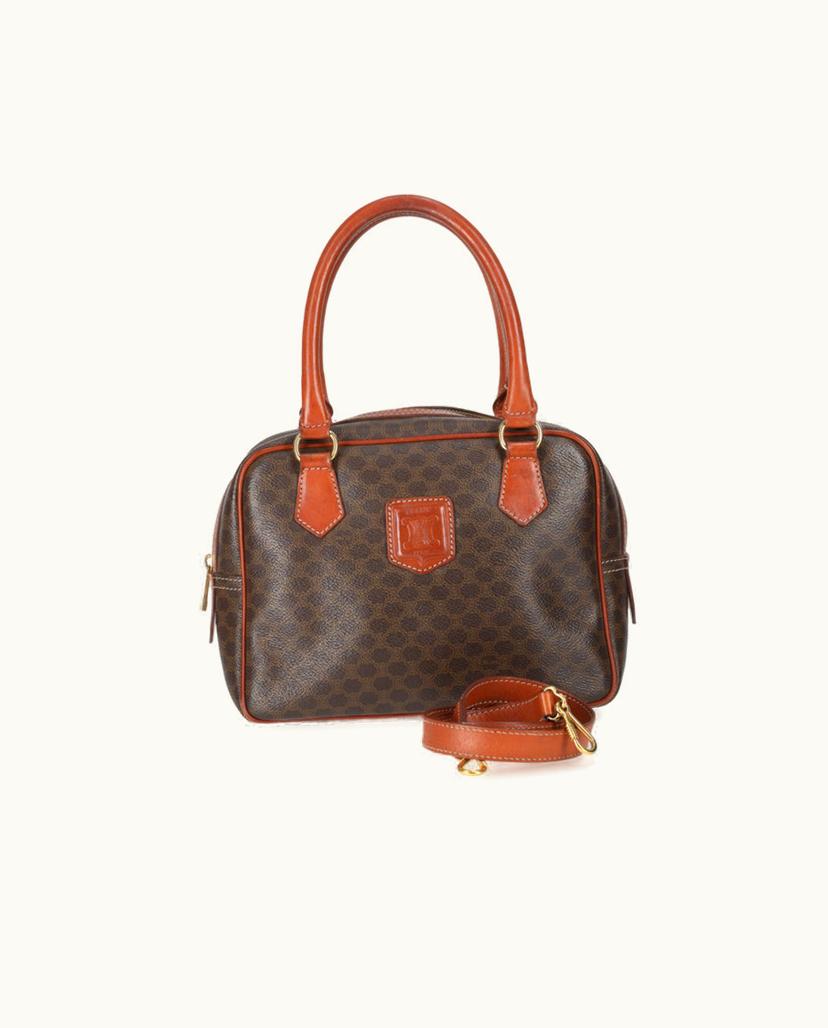 Chanel Celine Macadam 2way Bag Coated Canvas Brown