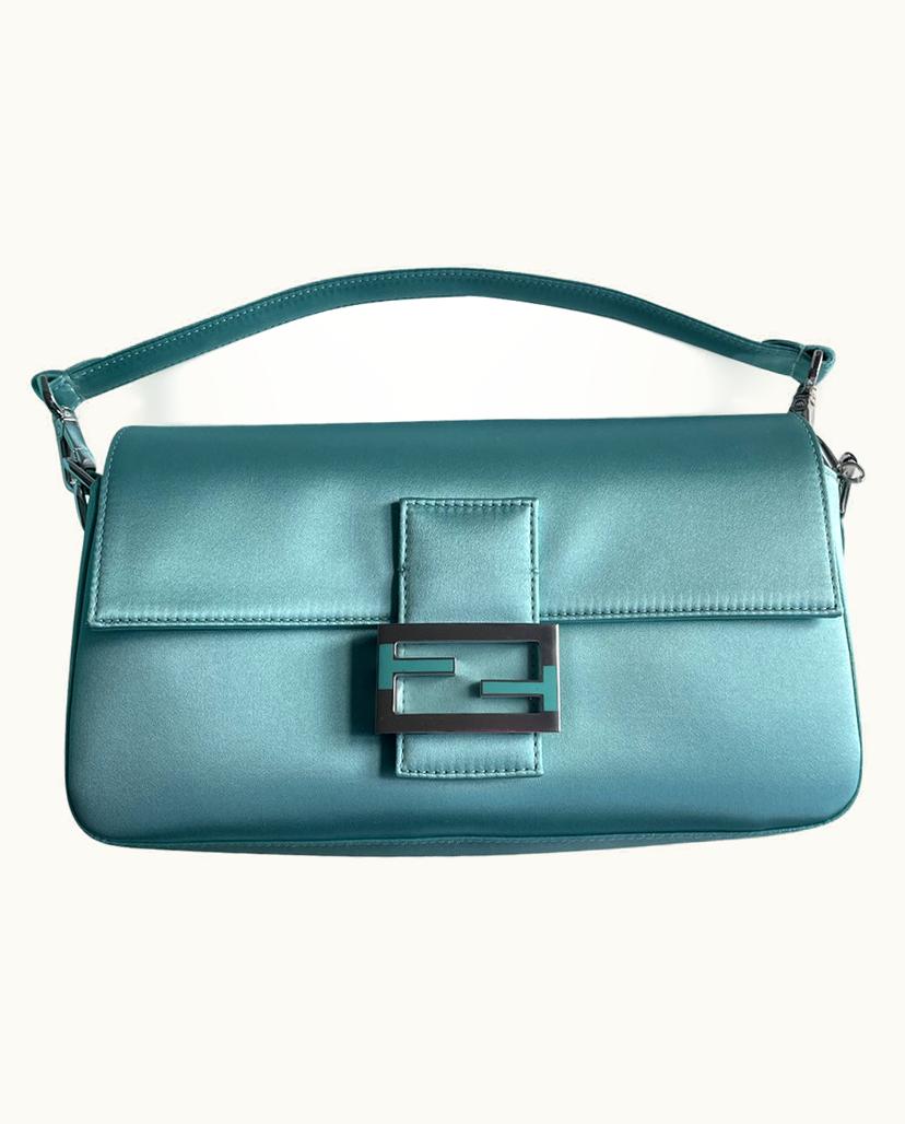 Fendi Fendi Women's Baguette Bag Silk In Turquoise