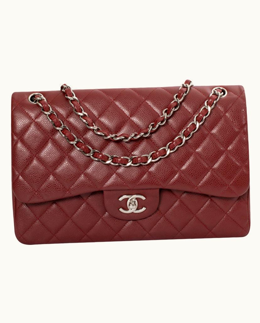 Chanel CHANEL Timeless Flap Bag Leather In Burgundy