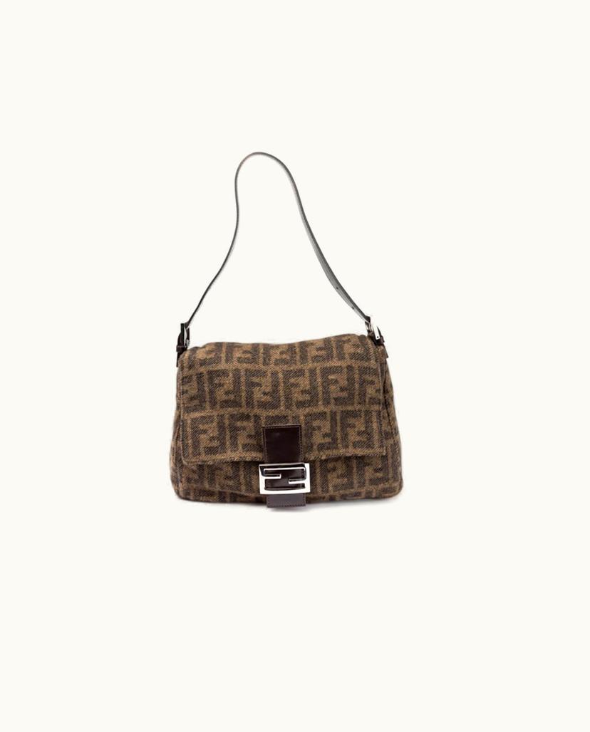 Fendi Fendi Mamma Baguette Bag Wool Tweed Brown