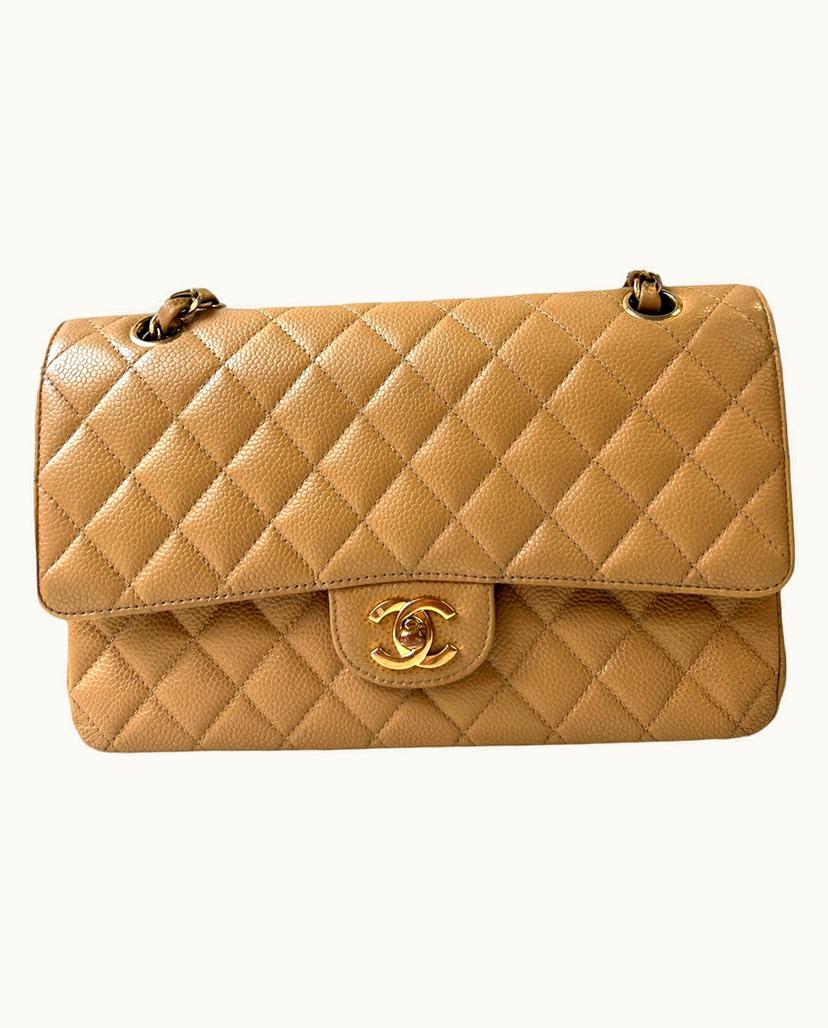 Chanel Chanel Classic Medium Double Flap Bag Caviar Leather Beige