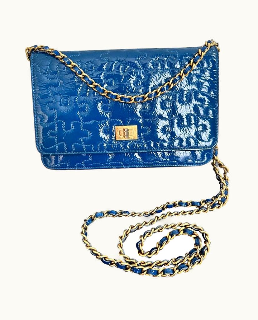 Chanel Chanel Women's Wallet On Chain Patent Leather In Blue