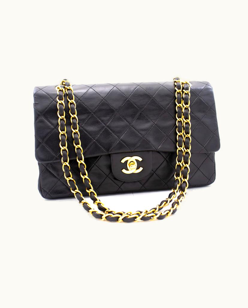 Chanel Chanel Double Flap Classic Shoulder Bag Black Lamb Leather