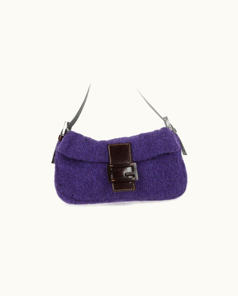 Fendi Fendi Wool Baguette Shoulder Bag Purple