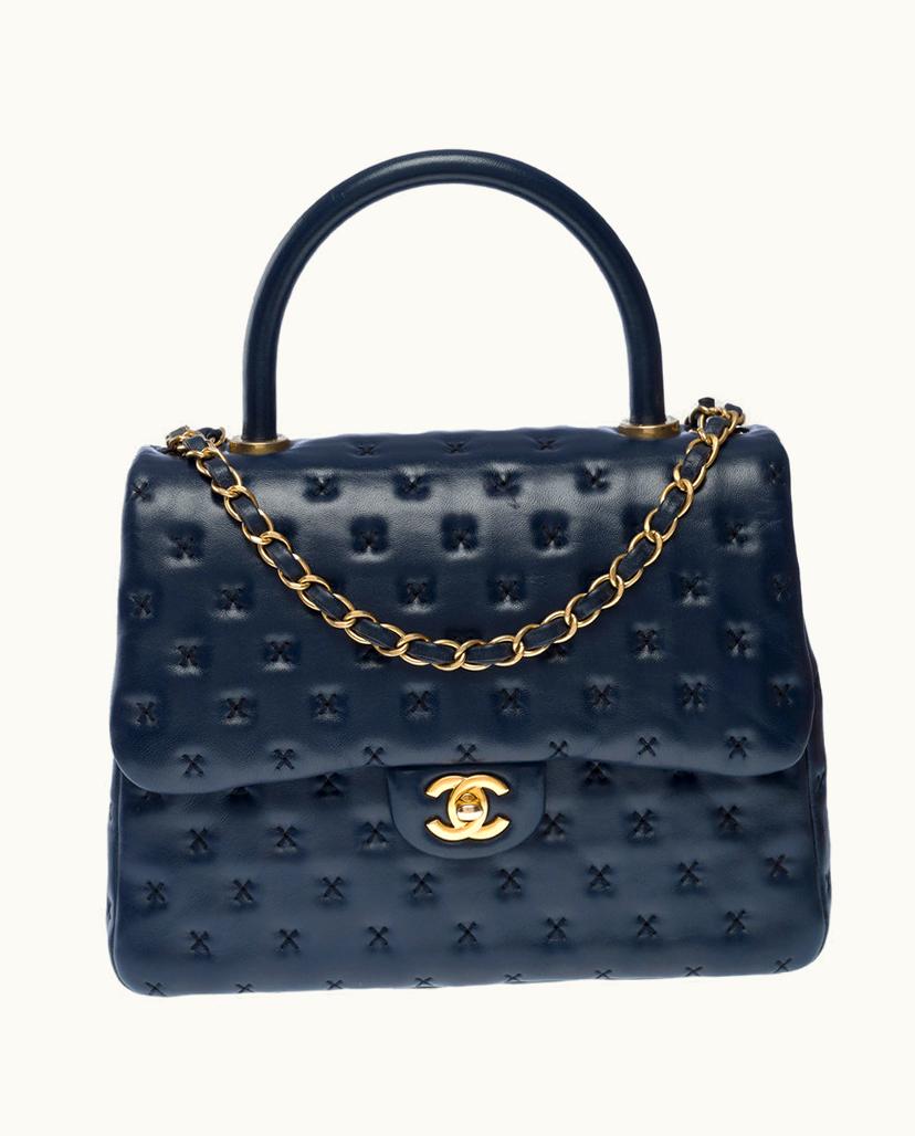 Chanel Chanel Paris-Rome Coco Handle Bag Leather Navy