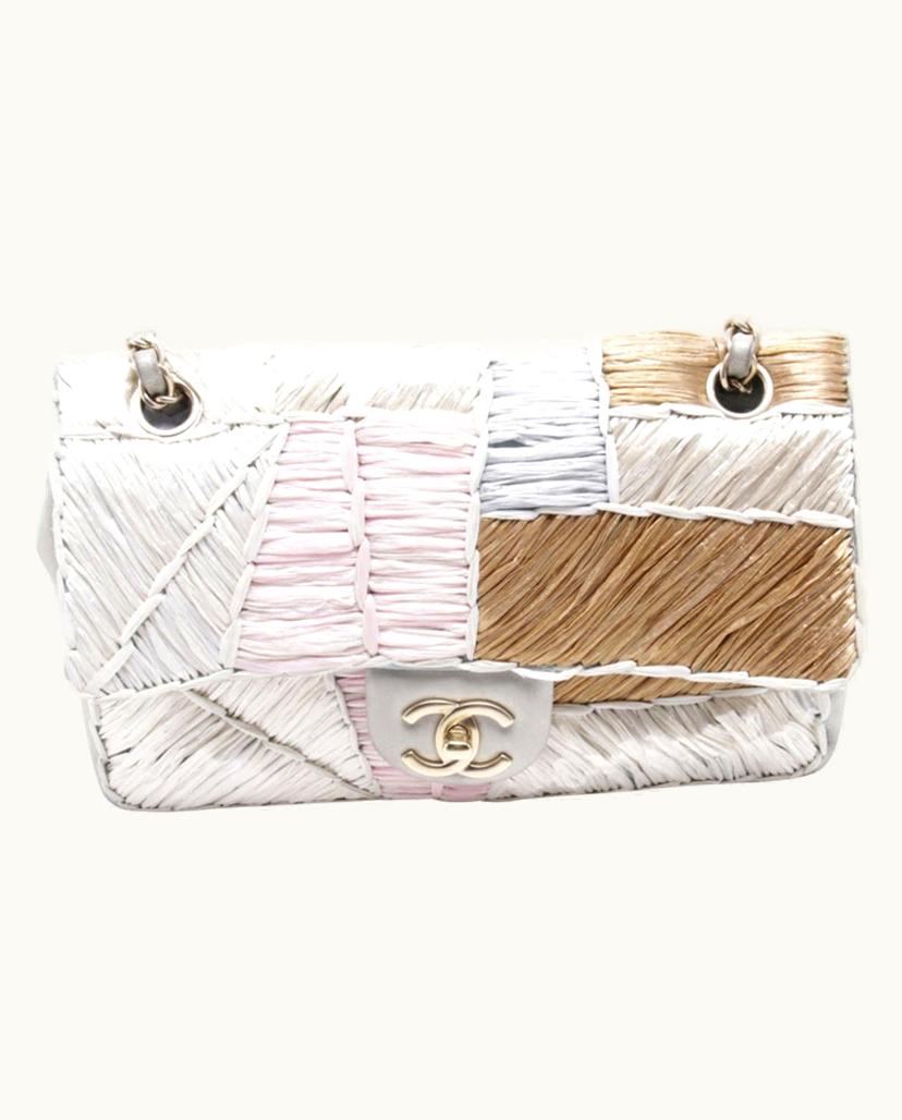 Chanel Chanel 2010-2011 Raffia Flap Bag Women's Pastel Abstract