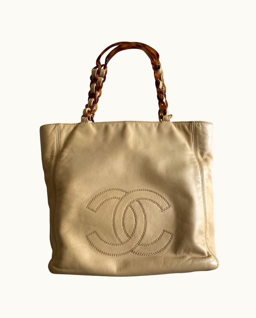 Chanel Chanel 54 Vintage Handbag Leather Honey Beige