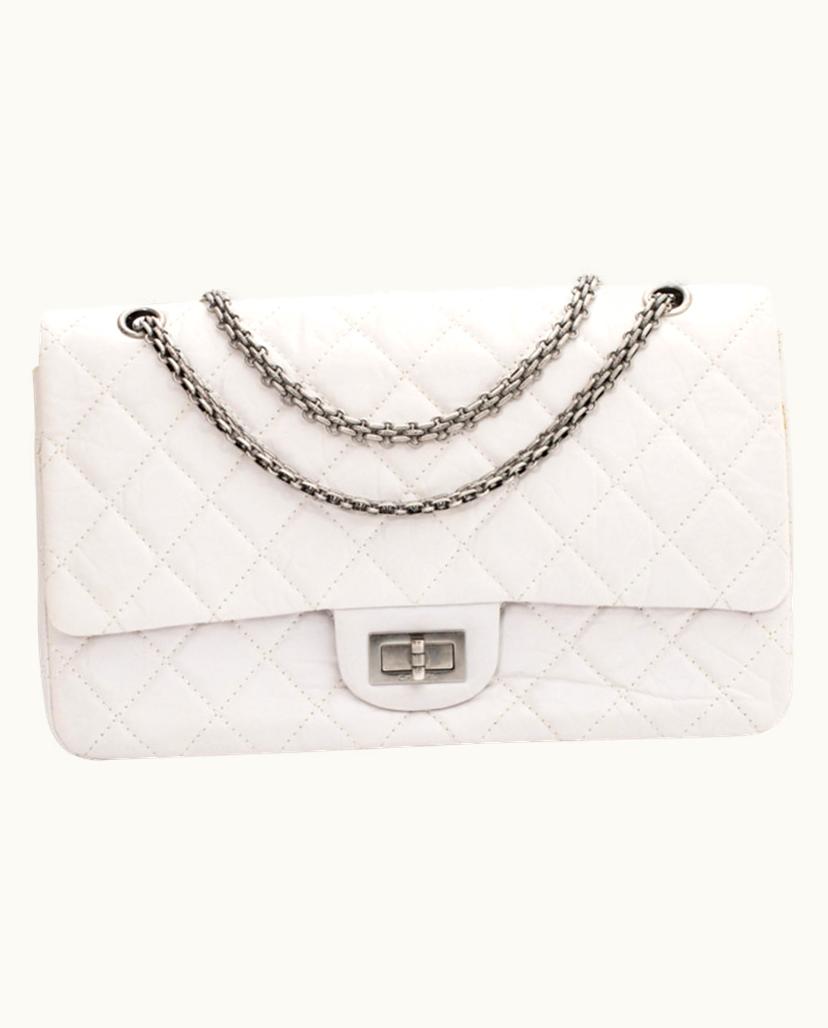 Chanel Chanel 2.55 Leather Shoulder Bag White