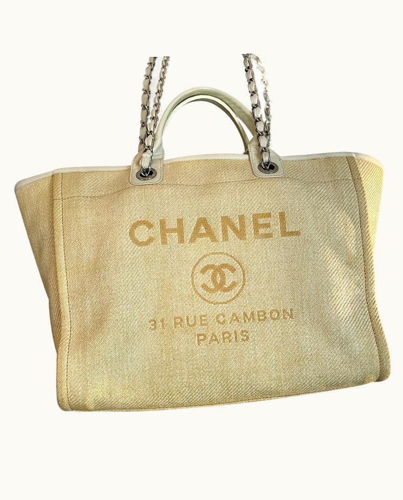 Chanel Chanel Deauville Vanilla Canvas Women's Tote