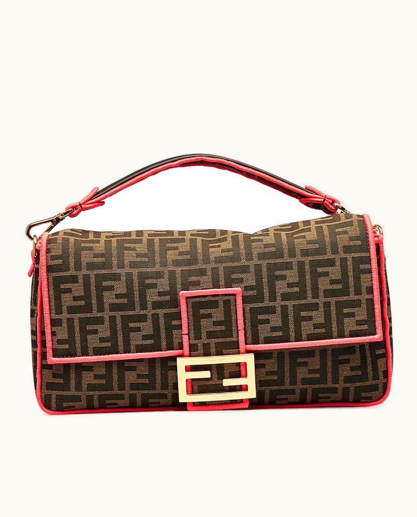Fendi Fendi Zucca Baguette Satchel Women's Shoulder Bag Canvas In Brown
