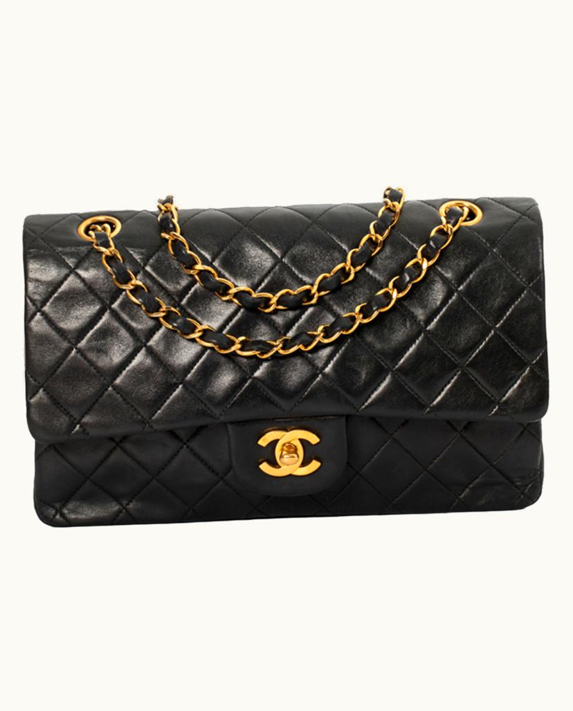 Chanel CHANEL Timeless Classic Leather Shoulder Bag in Black & Burgundy