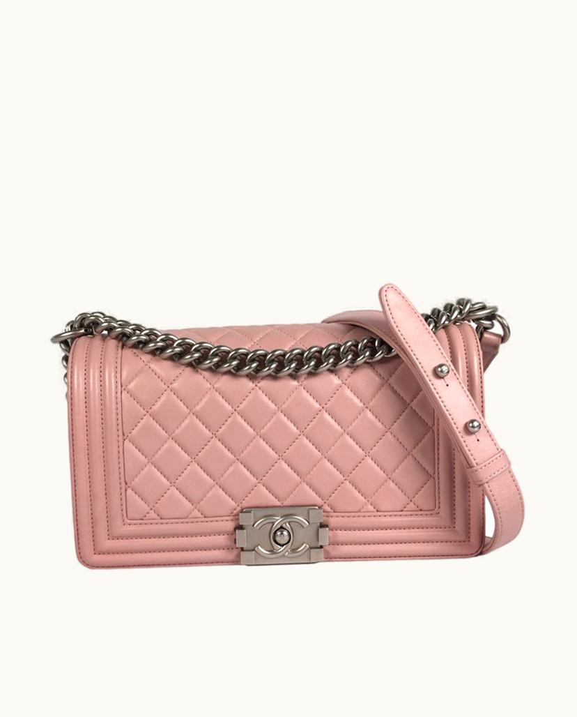 Chanel Chanel Medium Boy Flap Bag Lambskin Leather Quilted Pink