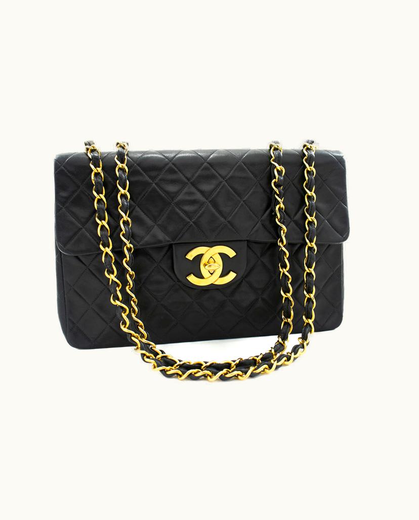 Chanel Chanel Classic Large Flap Chain Shoulder Bag Lambskin Leather Black