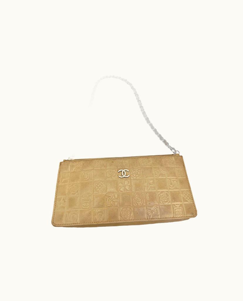 Chanel Chanel Pochette Quilted Lambskin Shoulder Bag Beige