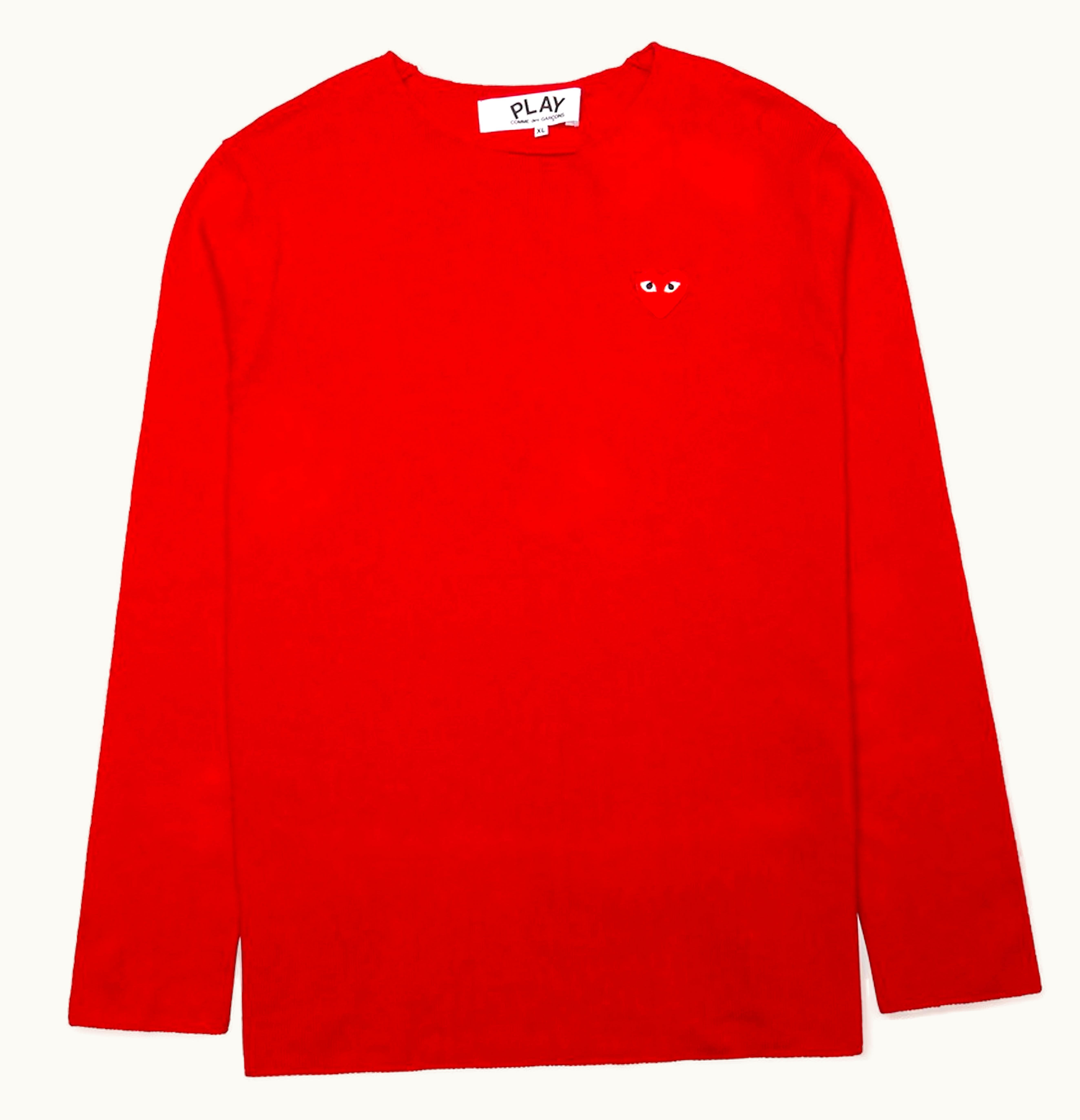 CDG Play Comme des Garcons PLAY Womens Red Heart Crewneck Sweater Red