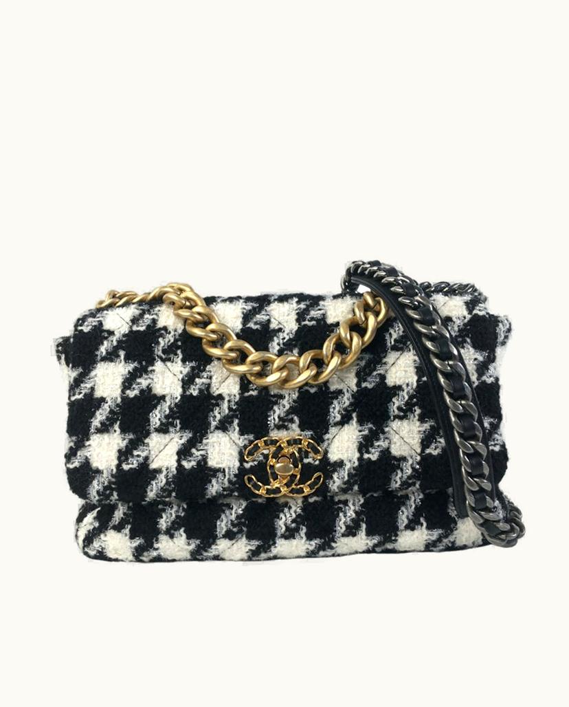 Chanel Chanel 19 Tweed Flap Bag Medium Black & White