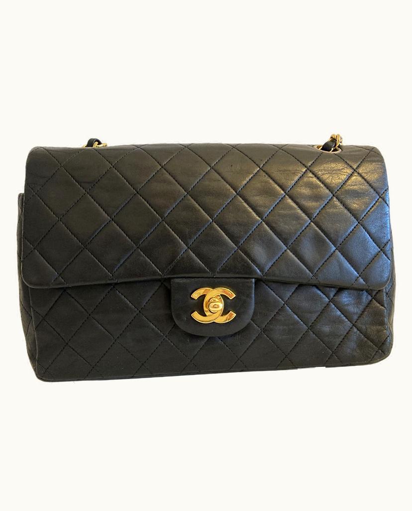 Chanel Chanel Double Flap Medium Leather Shoulder Bag In Black
