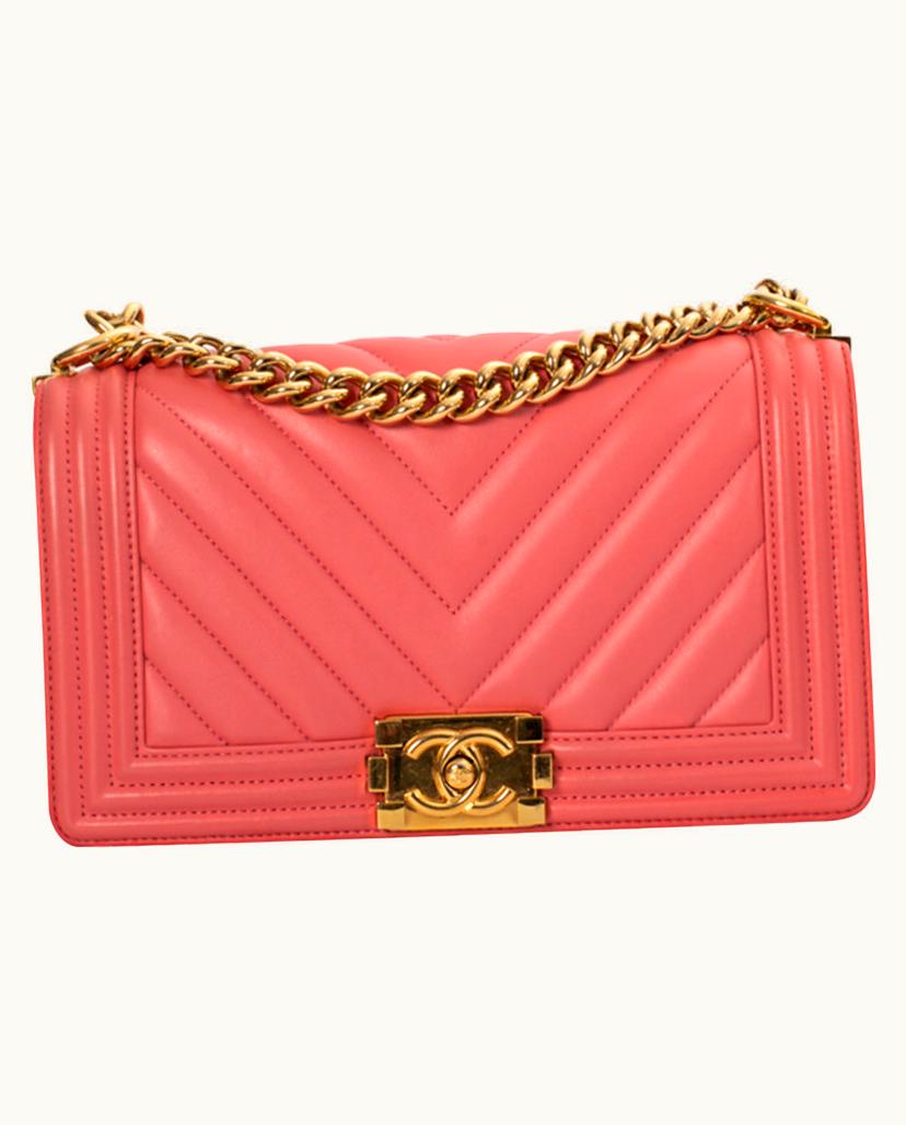 Chanel CHANEL Boy Leather Shoulder Bag Pink