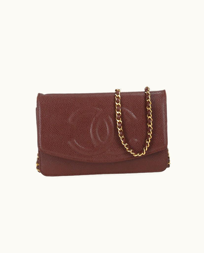 Chanel Chanel Caviar CC Wallet On Chain Burgundy