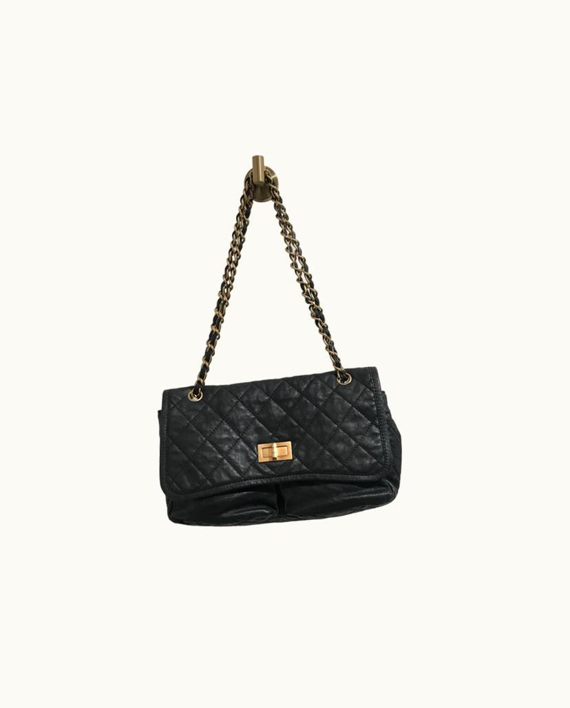 Chanel Chanel 2.55 Pockets Bag Quilted Calf Leather Black
