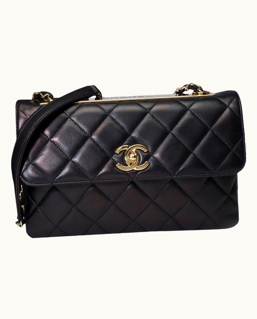 Chanel Chanel Coco Trendy CC Quilted Leather Sac in Black Gold