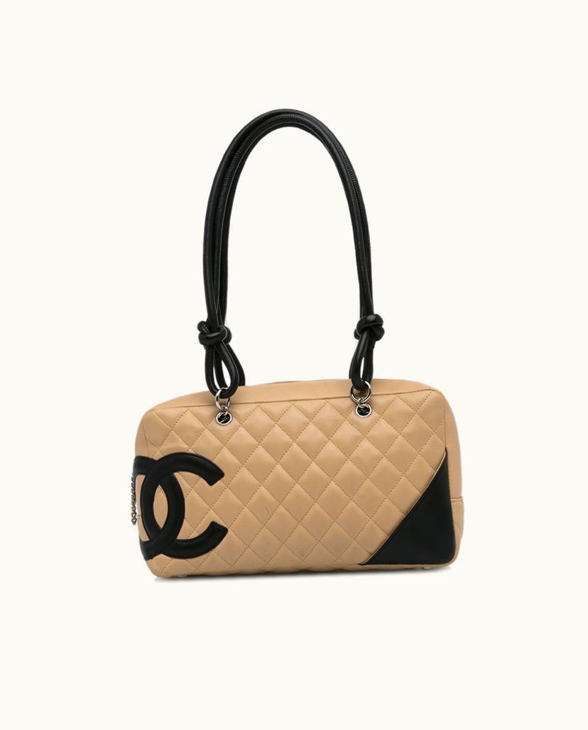 Chanel Chanel Cambon Ligne Quilted Shoulder Bag Leather In Brown x Beige