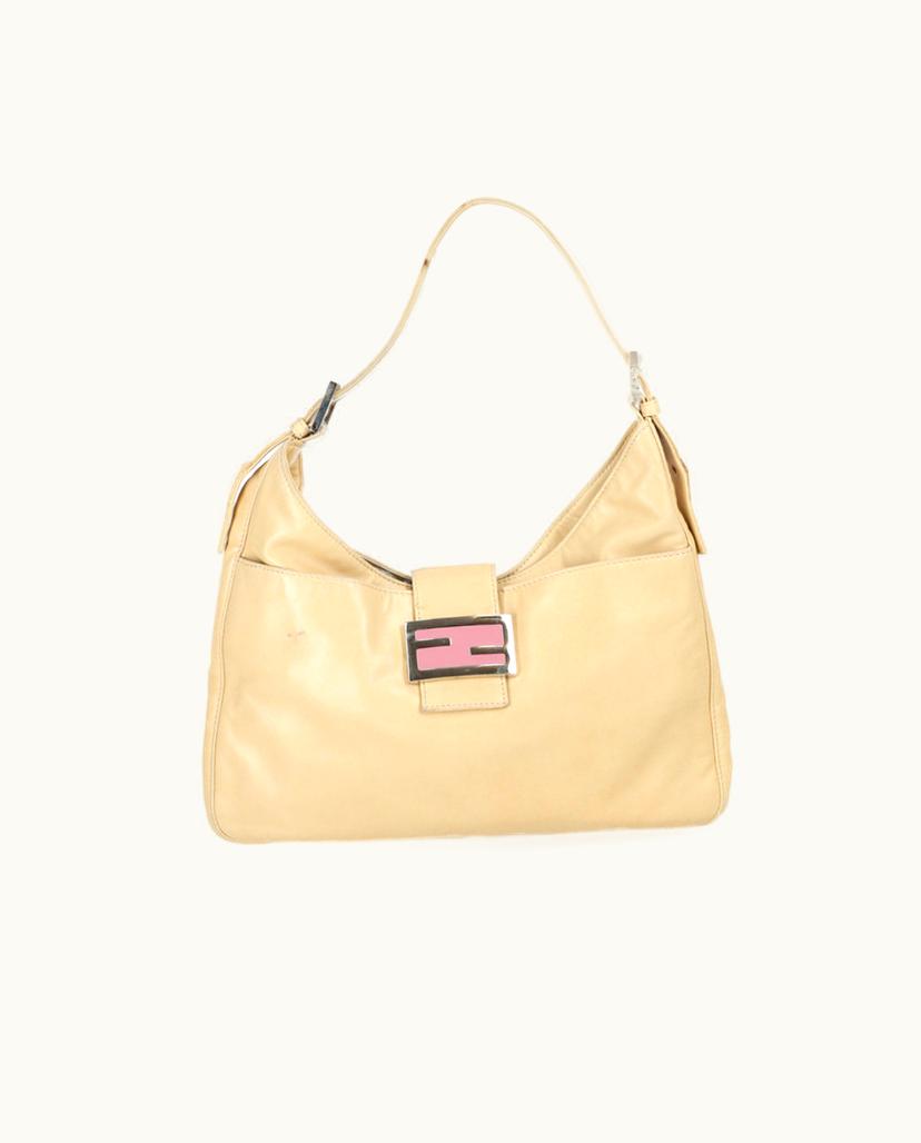 Fendi FENDI Vintage Leather Shoulder Bag Beige