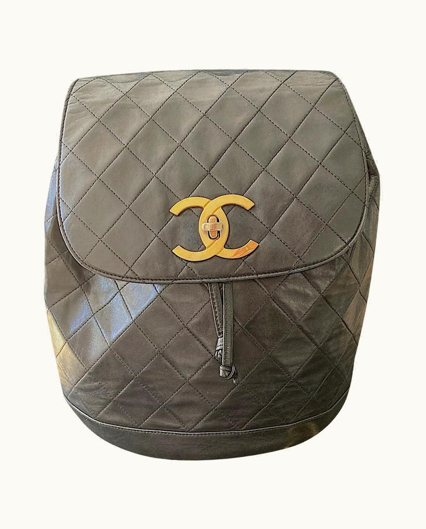 Chanel Chanel Vintage Lambskin Quilted Backpack Black