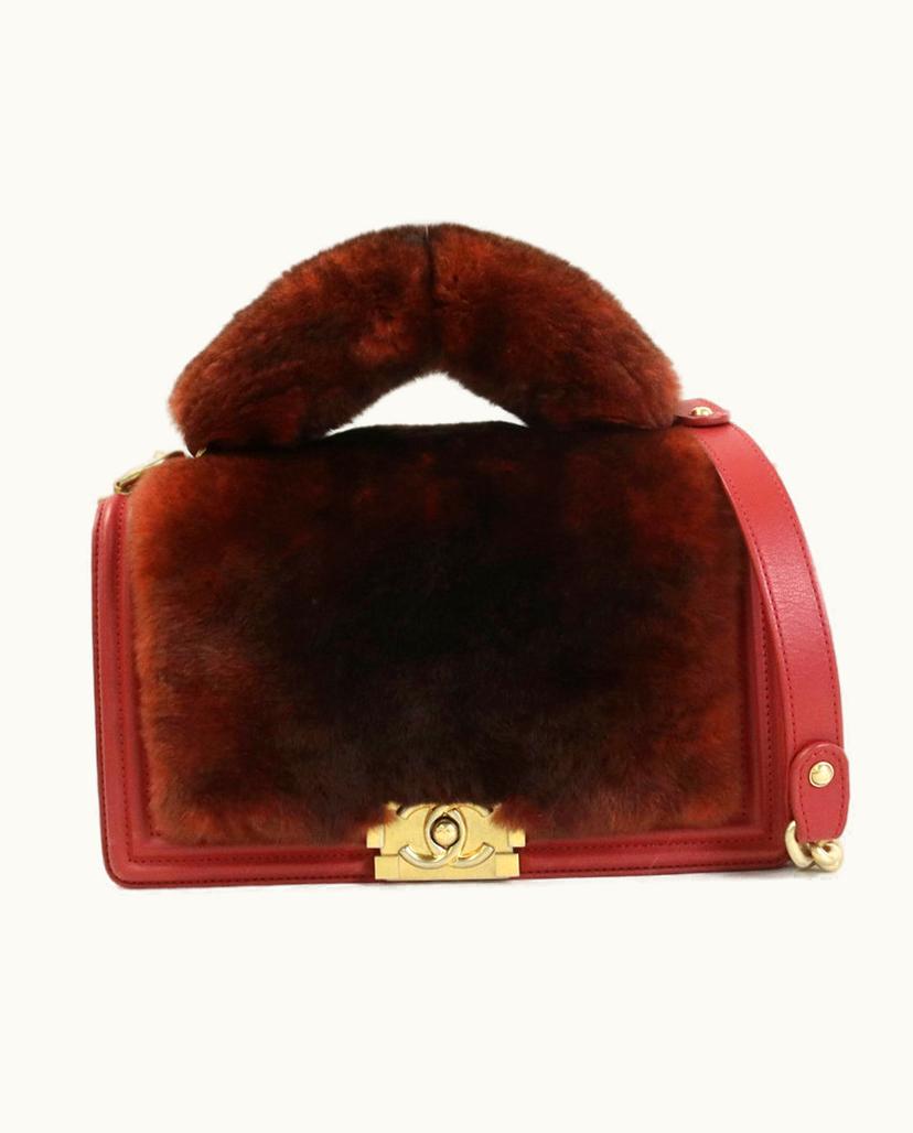 Chanel Chanel Women's Handbag Fur In Red