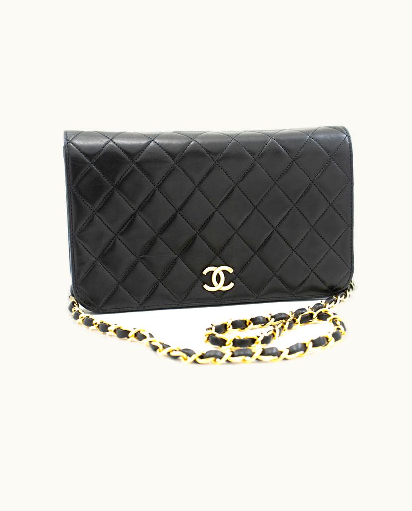 Chanel Chanel Full Flap Chain Shoulder Bag Leather in Black