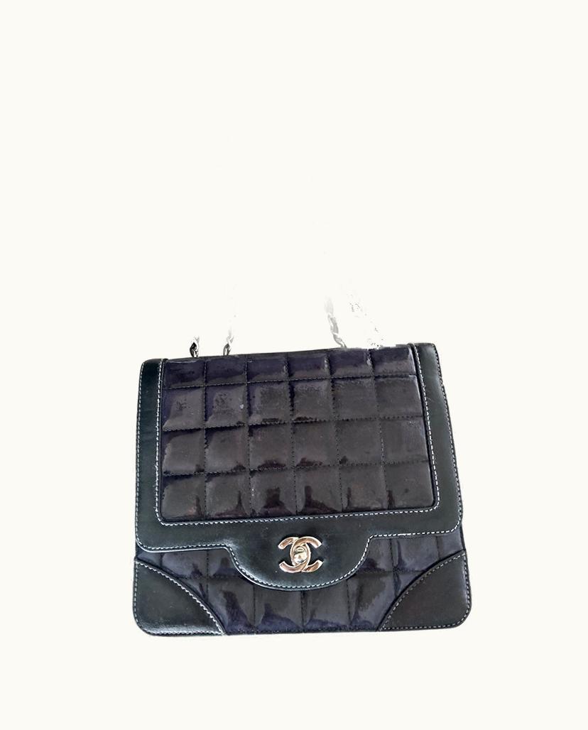 Chanel Chanel Black Leather Flap Bag With Silver Hardware