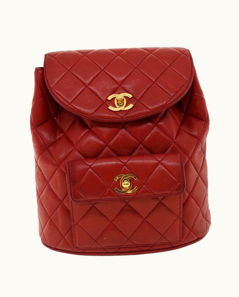 Chanel Chanel Matelassée Bag Women's Leather Red