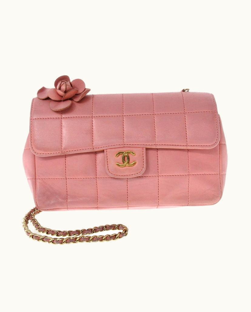 Chanel Chanel Chocolate Bar Tote Bag Leather Pink