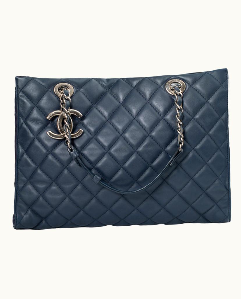 Chanel CHANEL Cabas Women's Handbag Leather In Blue