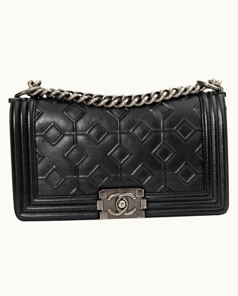 Chanel Chanel Boy Bag Leather Black Silver