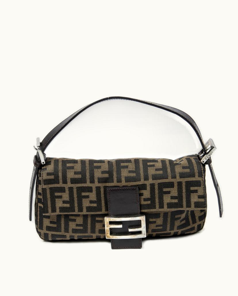 Fendi Fendi Mama Baguette AAX0393 Shoulder Bag Canvas Tobacco Zucca