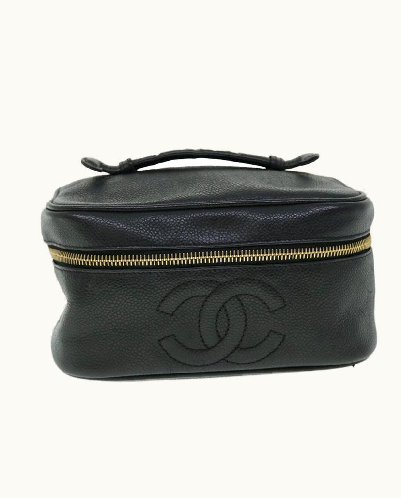 Chanel Chanel Vanity Cosmetic Pouch Caviar Skin Black