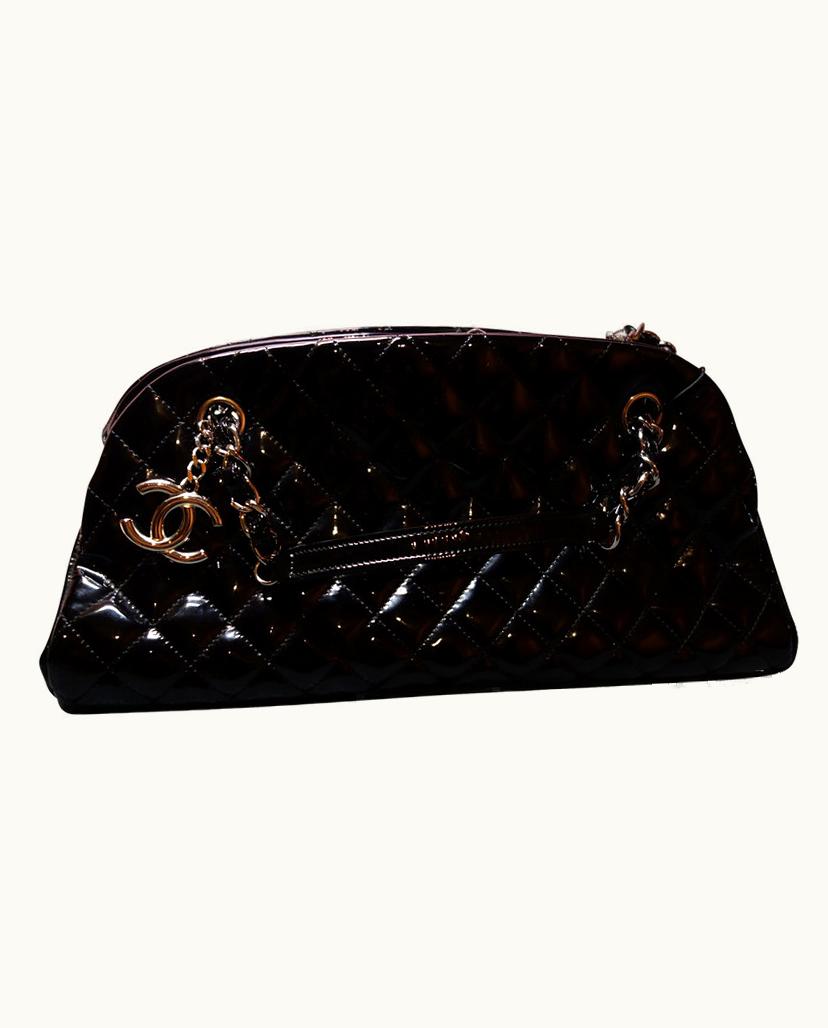 Chanel Chanel Mademoiselle Medium Patent Leather Shoulder Bag in Black