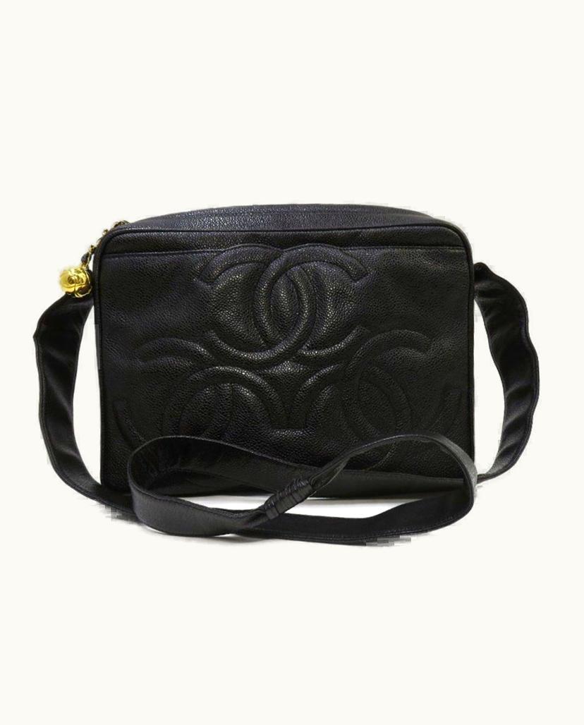 Chanel Chanel Triple Coco Shoulder Bag Leather in Black