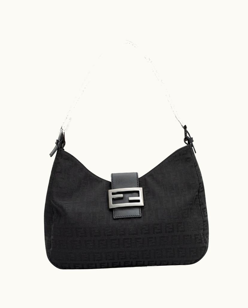 Fendi Fendi Mamma Baguette Canvas Shoulder Bag Black