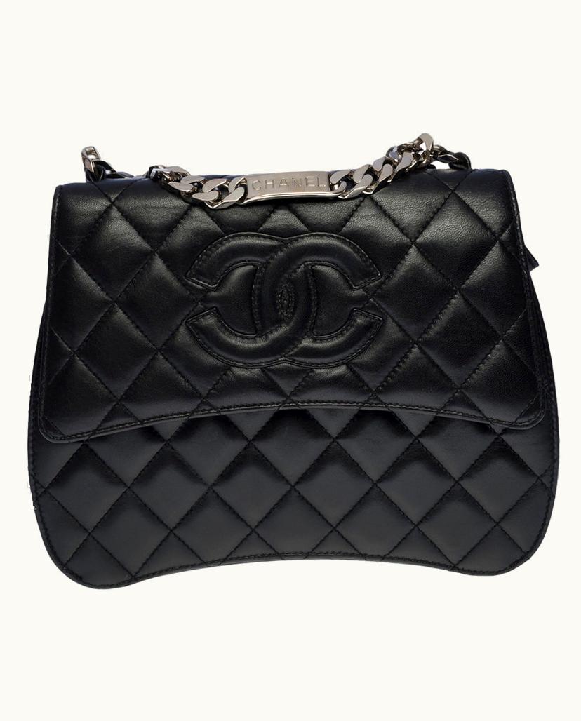 Chanel Chanel Trapezoidal Flap Bag Women's Handbag Leather Black