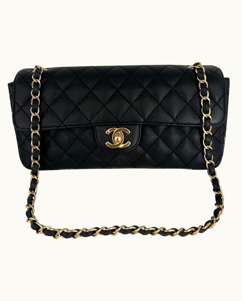 Chanel Chanel East West Flap Bag Caviar Leather In Black